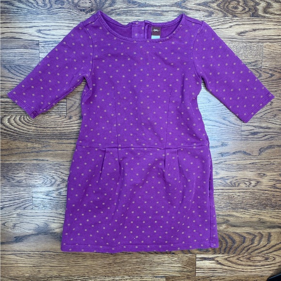 Tea Collection Girls Violet French Terry Floral Print Zippered Dress Size 5 - Picture 2 of 16